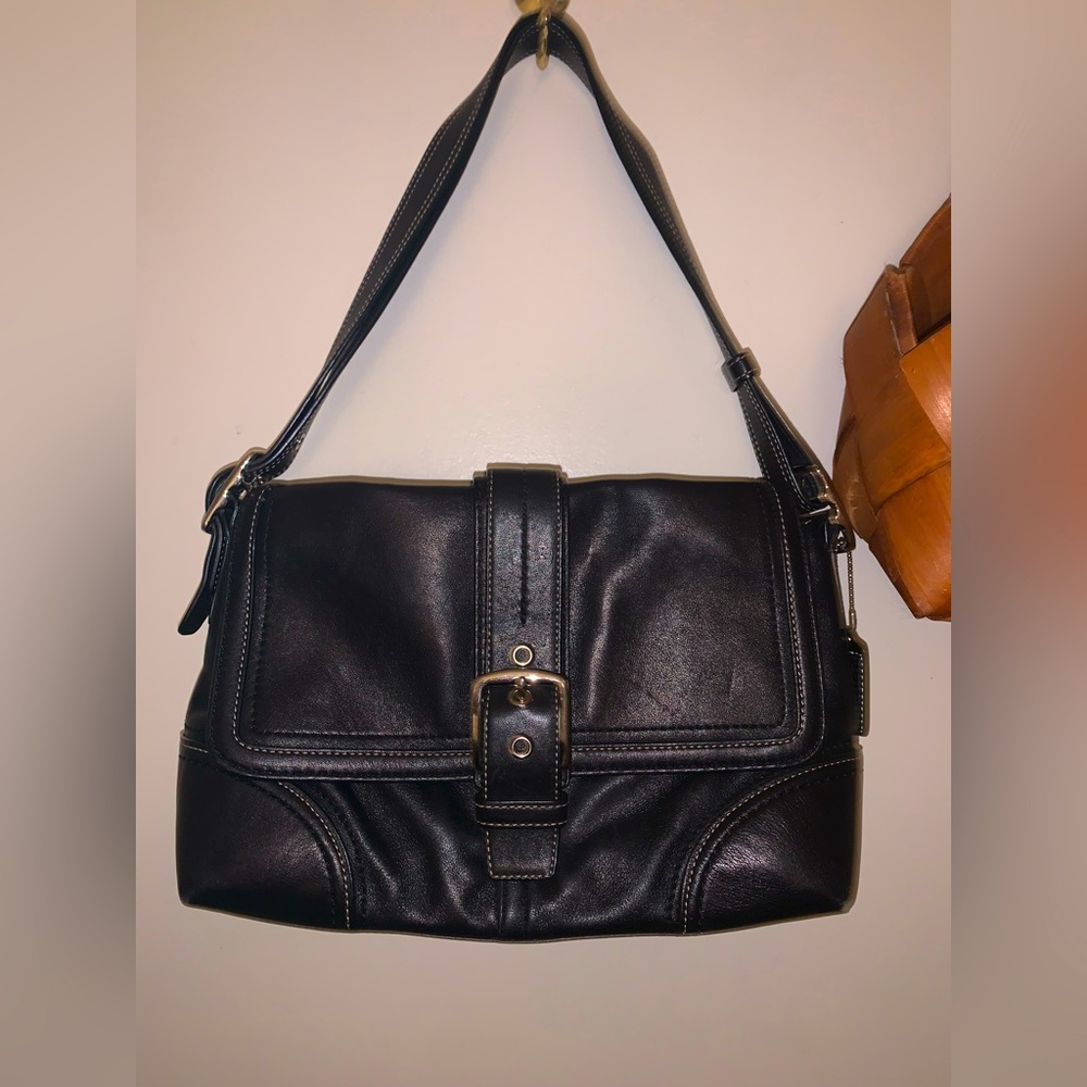 Coach Black Leather Shoulder Bag